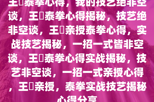 王濛泰拳心得，我的技艺绝非空谈，王濛泰拳心得揭秘，技艺绝非空谈，王濛亲授泰拳心得，实战技艺揭秘，一招一式皆非空谈，王濛泰拳心得实战揭秘，技艺非空谈，一招一式亲授心得，王濛亲授，泰拳实战技艺揭秘心得分享