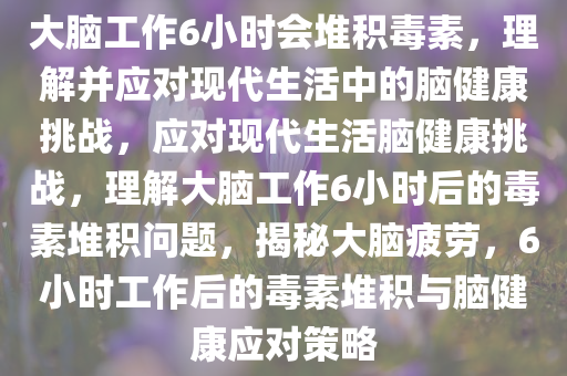 大脑工作6小时会堆积毒素，理解并应对现代生活中的脑健康挑战，应对现代生活脑健康挑战，理解大脑工作6小时后的毒素堆积问题，揭秘大脑疲劳，6小时工作后的毒素堆积与脑健康应对策略