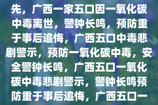 广西一家五口因一氧化碳中毒悲剧离世，警钟长鸣，预防为先，广西一家五口因一氧化碳中毒离世，警钟长鸣，预防重于事后追悔，广西五口中毒悲剧警示，预防一氧化碳中毒，安全警钟长鸣，广西五口一氧化碳中毒悲剧警示，警钟长鸣预防重于事后追悔，广西五口一氧化碳中毒悲剧警钟，预防安全重于事后追悔