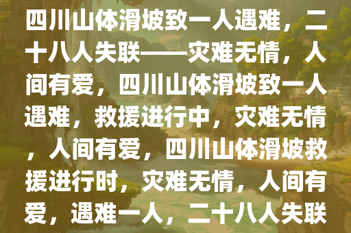 四川山体滑坡致一人遇难，二十八人失联——灾难无情，人间有爱，四川山体滑坡致一人遇难，救援进行中，灾难无情，人间有爱，四川山体滑坡救援进行时，灾难无情，人间有爱，遇难一人，二十八人失联