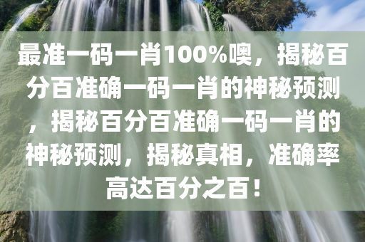 最准一码一肖100%噢，揭秘百分百准确一码一肖的神秘预测，揭秘百分百准确一码一肖的神秘预测，揭秘真相，准确率高达百分之百！