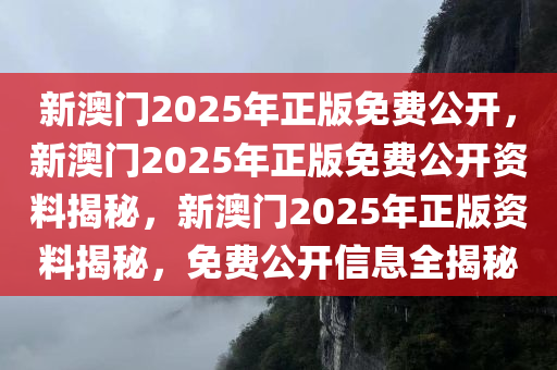 新澳门2025年正版免费公开，新澳门2025年正版免费公开资料揭秘，新澳门2025年正版资料揭秘，免费公开信息全揭秘