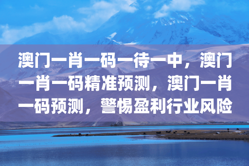 澳门一肖一码一待一中，澳门一肖一码精准预测，澳门一肖一码预测，警惕盈利行业风险