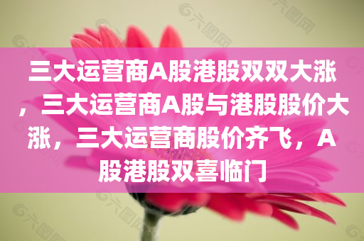 三大运营商A股港股双双大涨，三大运营商A股与港股股价大涨，三大运营商股价齐飞，A股港股双喜临门