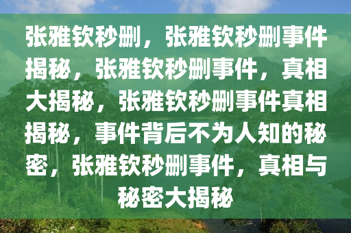 张雅钦秒删，张雅钦秒删事件揭秘，张雅钦秒删事件，真相大揭秘