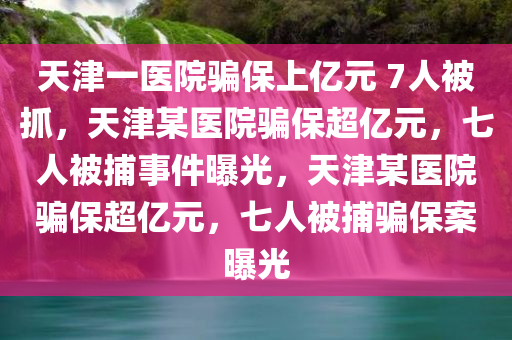 天津一医院骗保上亿元 7人被抓，天津某医院骗保超亿元，七人被捕事件曝光，天津某医院骗保超亿元，七人被捕骗保案曝光