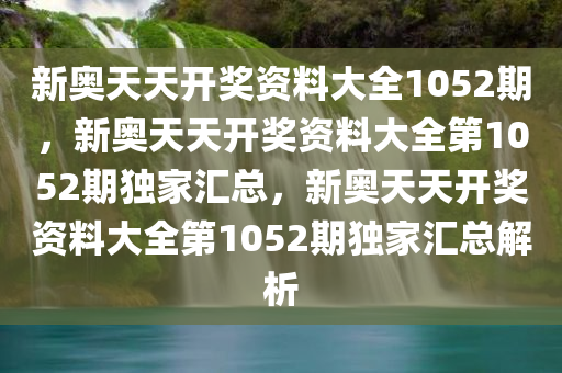 新奥天天开奖资料大全1052期，新奥天天开奖资料大全第1052期独家汇总，新奥天天开奖资料大全第1052期独家汇总解析