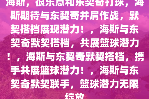 海斯，很乐意和东契奇打球，海斯期待与东契奇并肩作战，默契搭档展现潜力！，海斯与东契奇默契搭档，共展篮球潜力！