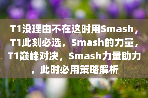 T1没理由不在这时用Smash，T1此刻必选，Smash的力量，T1巅峰对决，Smash力量助力，此时必用策略解析