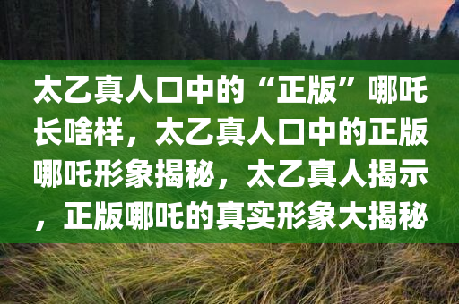 太乙真人口中的“正版”哪吒长啥样，太乙真人口中的正版哪吒形象揭秘，太乙真人揭示，正版哪吒的真实形象大揭秘