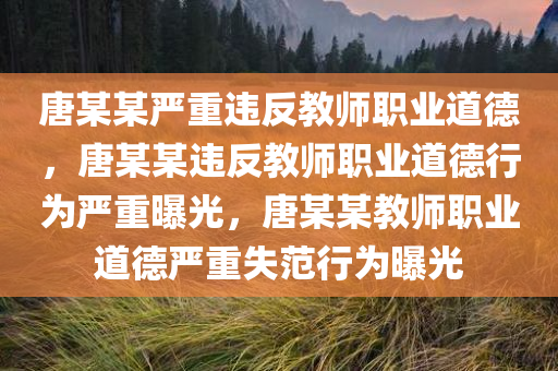 唐某某严重违反教师职业道德，唐某某违反教师职业道德行为严重曝光，唐某某教师职业道德严重失范行为曝光