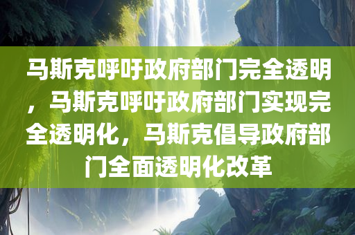 马斯克呼吁政府部门完全透明，马斯克呼吁政府部门实现完全透明化，马斯克倡导政府部门全面透明化改革