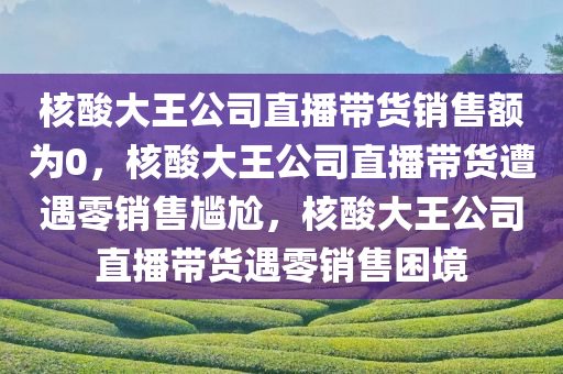 核酸大王公司直播带货销售额为0，核酸大王公司直播带货遭遇零销售尴尬，核酸大王公司直播带货遇零销售困境