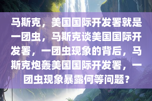 马斯克，美国国际开发署就是一团虫，马斯克谈美国国际开发署，一团虫现象的背后，马斯克炮轰美国国际开发署，一团虫现象暴露何等问题？