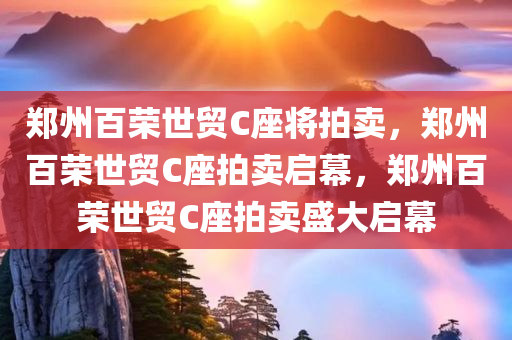 郑州百荣世贸C座将拍卖，郑州百荣世贸C座拍卖启幕，郑州百荣世贸C座拍卖盛大启幕