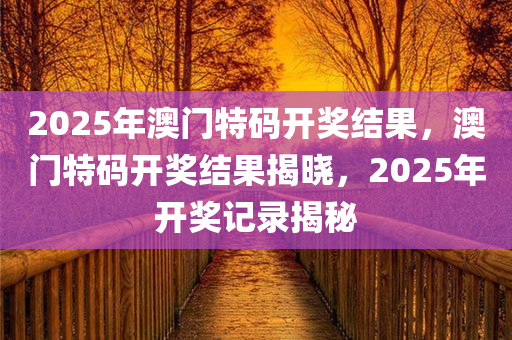 2025年澳门特码开奖结果，澳门特码开奖结果揭晓，2025年开奖记录揭秘