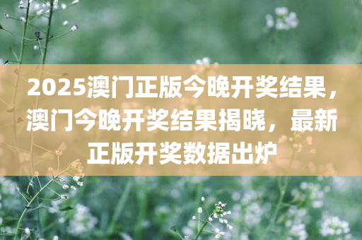 2025澳门正版今晚开奖结果，澳门今晚开奖结果揭晓，最新正版开奖数据出炉