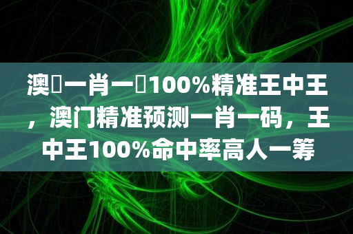 澳門一肖一碼100%精准王中王，澳门精准预测一肖一码，王中王100%命中率高人一筹