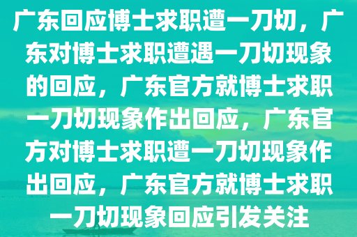 广东回应博士求职遭一刀切，广东对博士求职遭遇一刀切现象的回应，广东官方就博士求职一刀切现象作出回应，广东官方对博士求职遭一刀切现象作出回应，广东官方就博士求职一刀切现象回应引发关注