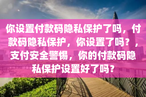 你设置付款码隐私保护了吗，付款码隐私保护，你设置了吗？，支付安全警惕，你的付款码隐私保护设置好了吗？