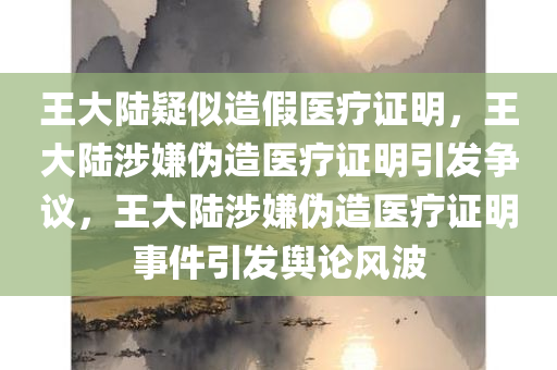 王大陆疑似造假医疗证明，王大陆涉嫌伪造医疗证明引发争议，王大陆涉嫌伪造医疗证明事件引发舆论风波