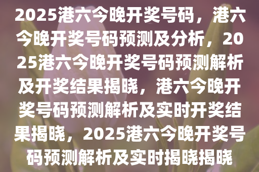 2025港六今晚开奖号码，港六今晚开奖号码预测及分析，2025港六今晚开奖号码预测解析及开奖结果揭晓，港六今晚开奖号码预测解析及实时开奖结果揭晓，2025港六今晚开奖号码预测解析及实时揭晓揭晓