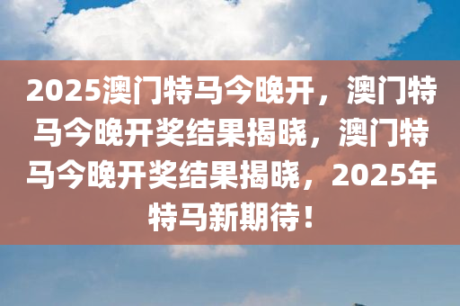 2025澳门特马今晚开，澳门特马今晚开奖结果揭晓，澳门特马今晚开奖结果揭晓，2025年特马新期待！