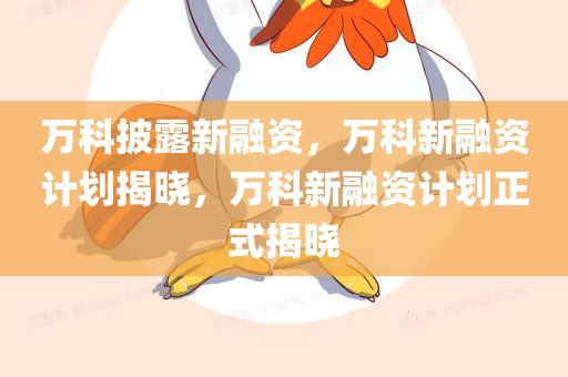 万科披露新融资，万科新融资计划揭晓，万科新融资计划正式揭晓