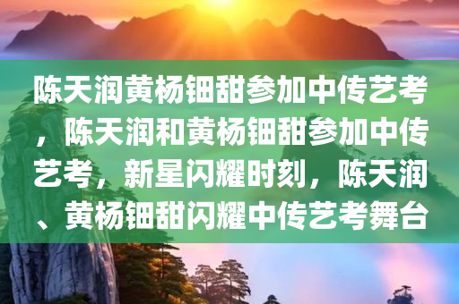 陈天润黄杨钿甜参加中传艺考，陈天润和黄杨钿甜参加中传艺考，新星闪耀时刻，陈天润、黄杨钿甜闪耀中传艺考舞台