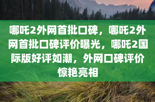 哪吒2外网首批口碑，哪吒2外网首批口碑评价曝光，哪吒2国际版好评如潮，外网口碑评价惊艳亮相