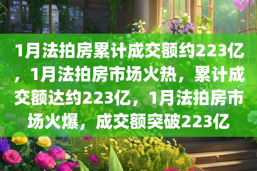 1月法拍房累计成交额约223亿，1月法拍房市场火热，累计成交额达约223亿，1月法拍房市场火爆，成交额突破223亿