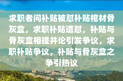 求职者问补贴被怼补贴棺材骨灰盒，求职补贴遭怼，补贴与骨灰盒相提并论引发争议，求职补贴争议，补贴与骨灰盒之争引热议