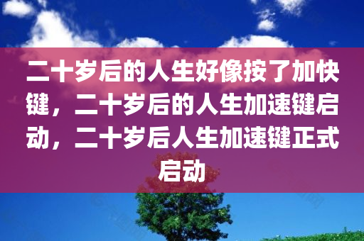 二十岁后的人生好像按了加快键，二十岁后的人生加速键启动，二十岁后人生加速键正式启动