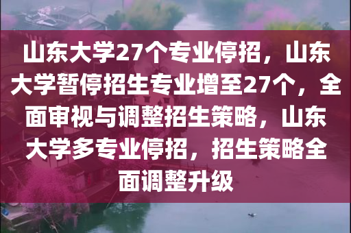 山东大学27个专业停招，山东大学暂停招生专业增至27个，全面审视与调整招生策略，山东大学多专业停招，招生策略全面调整升级