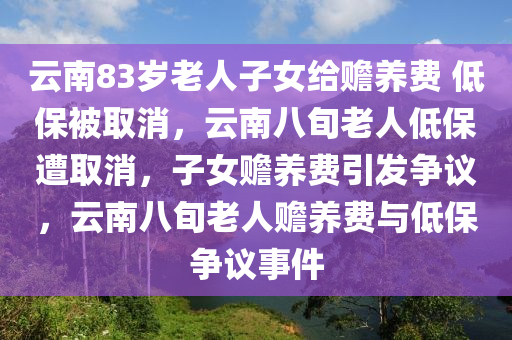 云南83岁老人子女给赡养费 低保被取消，云南八旬老人低保遭取消，子女赡养费引发争议，云南八旬老人赡养费与低保争议事件