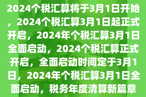 2024个税汇算将于3月1日开始，2024个税汇算3月1日起正式开启，2024年个税汇算3月1日全面启动，2024个税汇算正式开启，全面启动时间定于3月1日，2024年个税汇算3月1日全面启动，税务年度清算新篇章