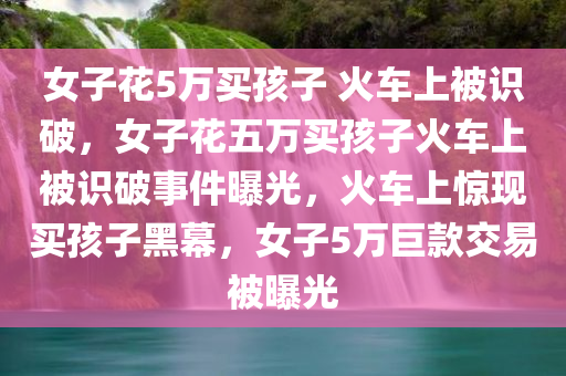 女子花5万买孩子 火车上被识破，女子花五万买孩子火车上被识破事件曝光，火车上惊现买孩子黑幕，女子5万巨款交易被曝光