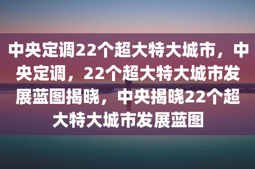 中央定调22个超大特大城市，中央定调，22个超大特大城市发展蓝图揭晓，中央揭晓22个超大特大城市发展蓝图