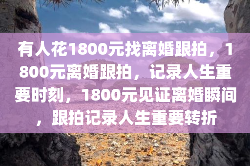 有人花1800元找离婚跟拍，1800元离婚跟拍，记录人生重要时刻，1800元见证离婚瞬间，跟拍记录人生重要转折