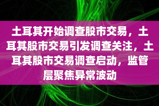 土耳其开始调查股市交易，土耳其股市交易引发调查关注，土耳其股市交易调查启动，监管层聚焦异常波动