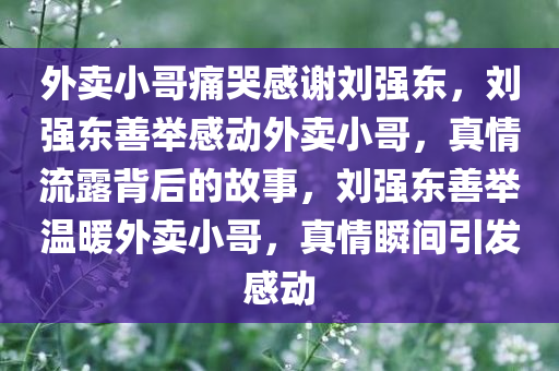 外卖小哥痛哭感谢刘强东，刘强东善举感动外卖小哥，真情流露背后的故事，刘强东善举温暖外卖小哥，真情瞬间引发感动