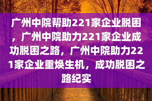 广州中院帮助221家企业脱困，广州中院助力221家企业成功脱困之路，广州中院助力221家企业重焕生机，成功脱困之路纪实