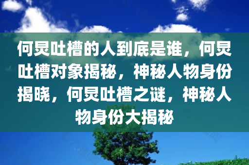 何炅吐槽的人到底是谁，何炅吐槽对象揭秘，神秘人物身份揭晓，何炅吐槽之谜，神秘人物身份大揭秘