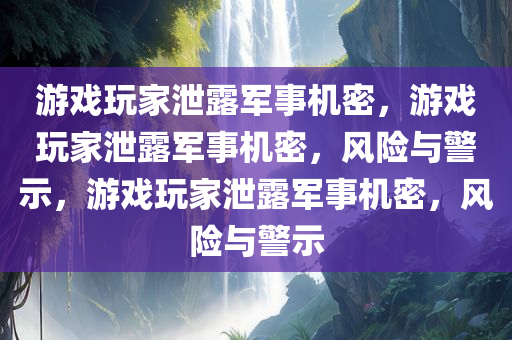 游戏玩家泄露军事机密，游戏玩家泄露军事机密，风险与警示，游戏玩家泄露军事机密，风险与警示