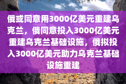 俄或同意用3000亿美元重建乌克兰，俄同意投入3000亿美元重建乌克兰基础设施，俄拟投入3000亿美元助力乌克兰基础设施重建