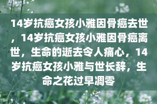 14岁抗癌女孩小雅因骨癌去世，14岁抗癌女孩小雅因骨癌离世，生命的逝去令人痛心，14岁抗癌女孩小雅与世长辞，生命之花过早凋零