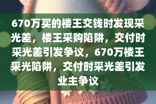 670万买的楼王交钱时发现采光差，楼王采购陷阱，交付时采光差引发争议，670万楼王采光陷阱，交付时采光差引发业主争议