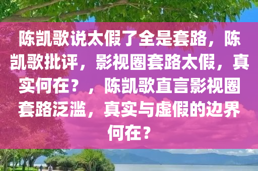 陈凯歌说太假了全是套路，陈凯歌批评，影视圈套路太假，真实何在？，陈凯歌直言影视圈套路泛滥，真实与虚假的边界何在？