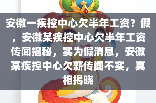 安徽一疾控中心欠半年工资？假，安徽某疾控中心欠半年工资传闻揭秘，实为假消息，安徽某疾控中心欠薪传闻不实，真相揭晓