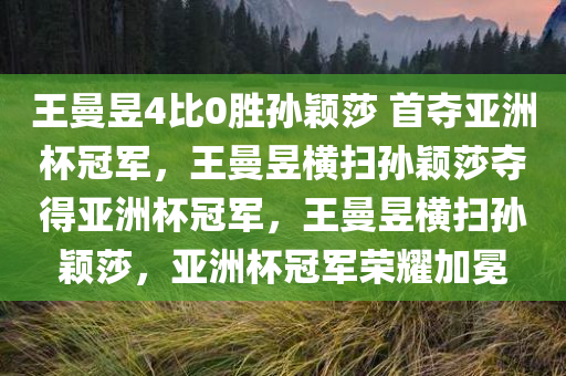 王曼昱4比0胜孙颖莎 首夺亚洲杯冠军，王曼昱横扫孙颖莎夺得亚洲杯冠军，王曼昱横扫孙颖莎，亚洲杯冠军荣耀加冕